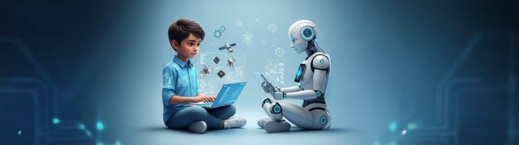 AI-Image-Creation-Course-in-Hyderabad-home-page-Robo-teaching-student-background-Image